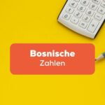 Taschenrechner mit Notizblock und Stift um bosnische Zahlen zu zählen und zu schreiben