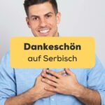 Serbischer Mann freut sich sehr, fasst sich mit beiden Händen ans Herz und möchte Danke auf Serbisch sagen