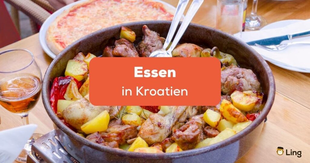 Tisch mit Eintopf, ein traditionelles Essen in Kroatien