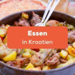 Tisch mit Eintopf, ein traditionelles Essen in Kroatien