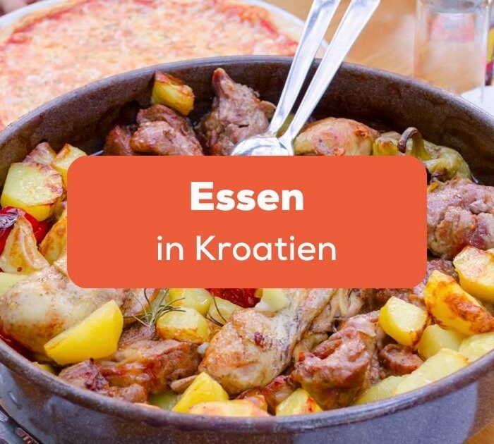 Tisch mit Eintopf, ein traditionelles Essen in Kroatien