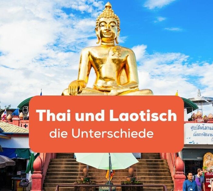 Buddhastatue am goldenen Dreieck Grenze von Thailand und Laos, Unterschiede zwischen Thailändisch und Laotisch