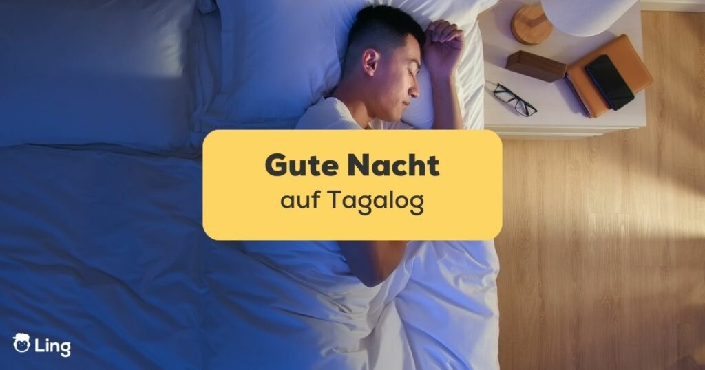Filipino Mann schläft friedlich im Bett nachdem er Gute Nacht auf Tagalog gewünscht hat