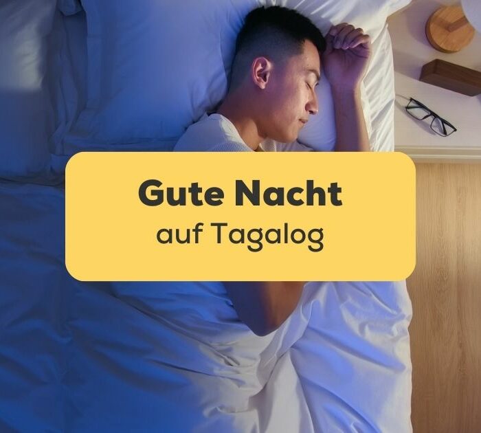 Filipino Mann schläft friedlich im Bett nachdem er Gute Nacht auf Tagalog gewünscht hat