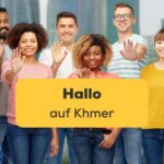 Alle Menschen sagen Hallo auf Khmer und Grüße auf Khmer und freuen sich, dass dies mit Ling-App gelernt haben