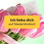 Strauß rosa Blumen, die Ich liebe dich auf Niederländisch ausdrücken sollen