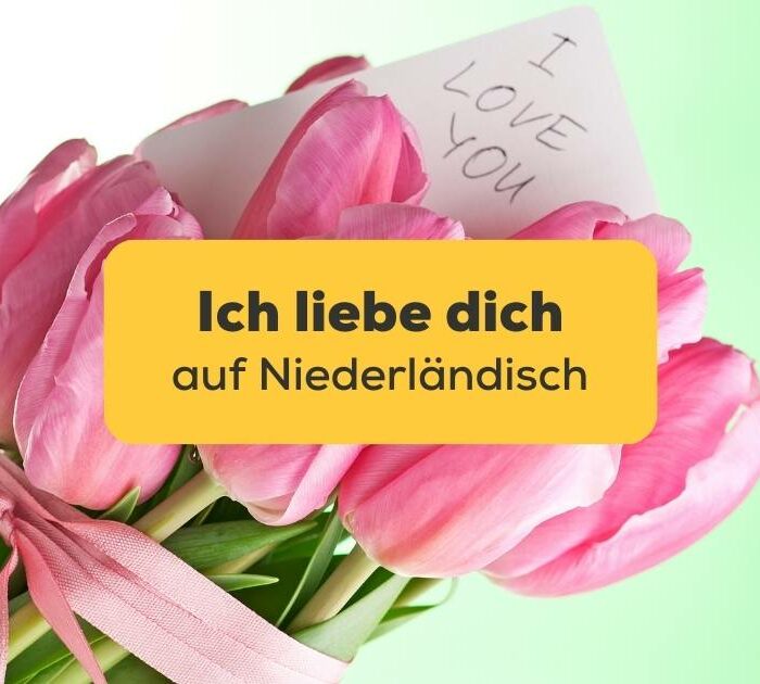 Strauß rosa Blumen, die Ich liebe dich auf Niederländisch ausdrücken sollen
