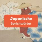 Alte japanische Malerei, die das tägliche Leben und japanische Sprichwörter darstellt