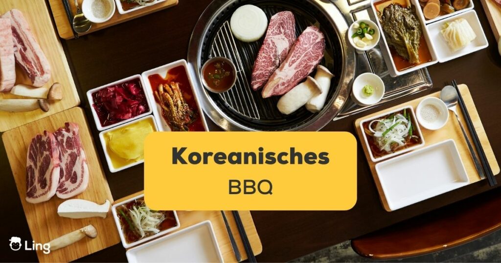 Koreanisches BBQ mit Grill und vielen Beilagen