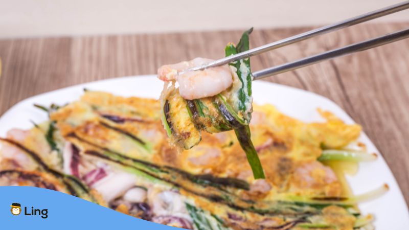 Koreanischer Meeresfrüchte-Pfannkuchen Haemul Pajeon