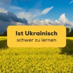 Ukrainische Landschaft mit gelben Blumen und blauem Himmel