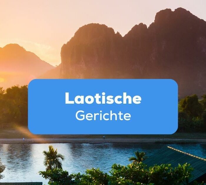 Sonnenuntergang am Song Fluss in Van Vieng Laos, genieße die leckersten laotischen Gerichte