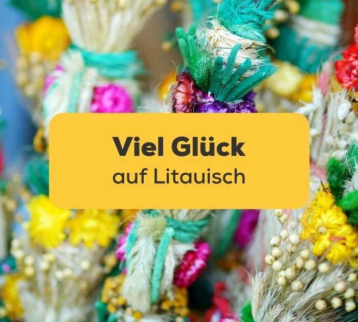 Traditionelle Osterpalme aus Litauen. Erfahre alle Formen, um viel Glück auf Litauisch zu sagen, mit der Ling-App