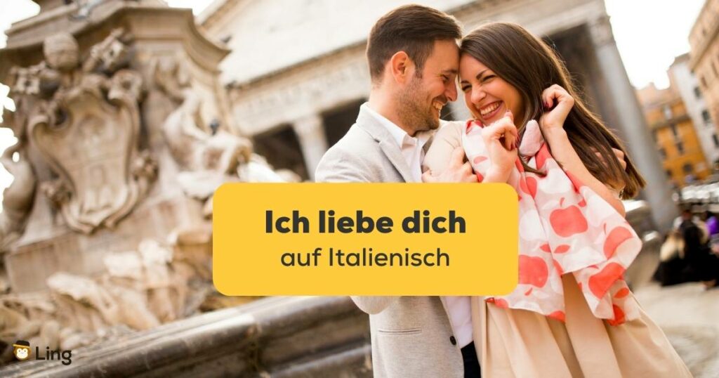 Paar in Italien möchte Ich liebe dich auf Italienisch s sagen und lernt es mit der Ling-App