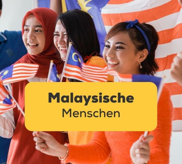 Gruppe malaysische Menschen haben die malaysische Flagge in der Hand