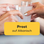 Menschen stossen zusammen mit Raki an, Prost auf Albanisch