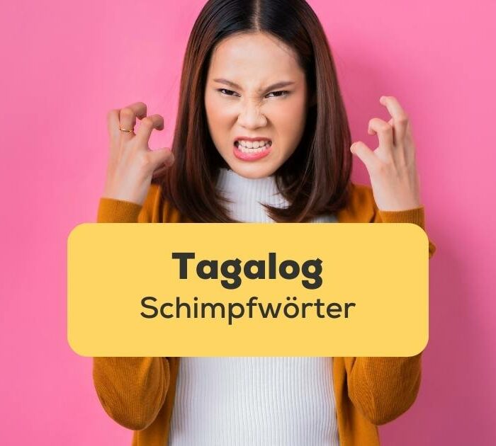 Filipina Frau gestikuliert mit den Armen aus Verärgerung und Frust
