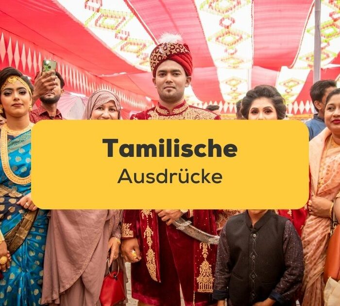 Tamilische Ausdrücke, festlich gekleidete Menschen