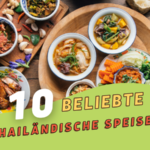 Beliebte thailaendische Speisen auf dem Esstisch