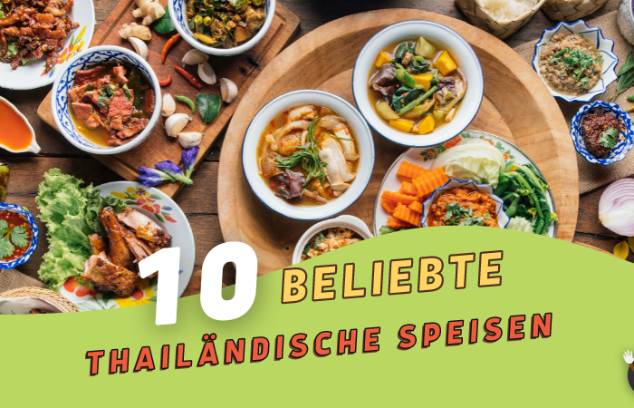 Beliebte thailaendische Speisen auf dem Esstisch