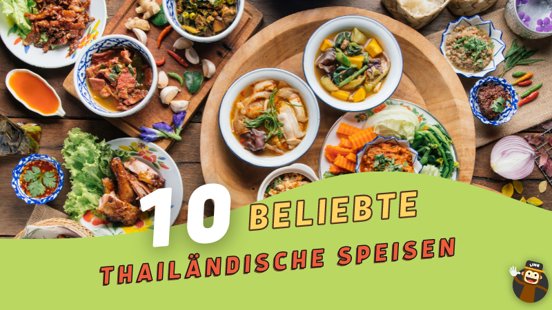 Beliebte thailaendische Speisen auf dem Esstisch